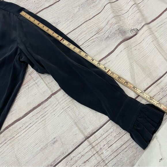 Samsøe Samsøe Jade Shirt Dress Color: Sky Captain 100% Silk Ruffle Midi Size S - Picture 6 of 10